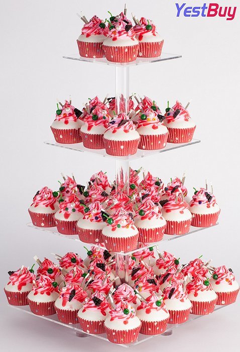 YestBuy&reg; 4 Tier Maypole Square Wedding Party Tree Tower Acrylic Cupcake Display Stand (15.1 Inches)&shy; N5