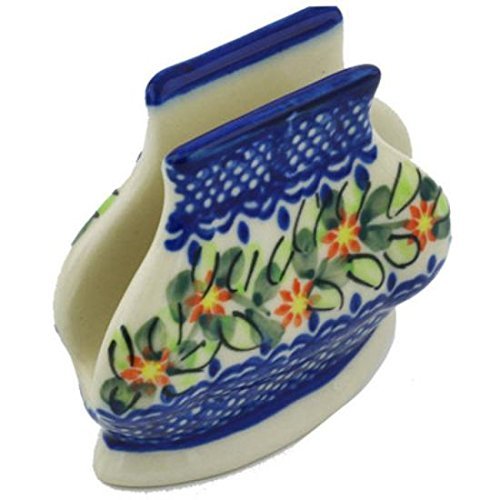 Ceramika Bona H0565H Polish Pottery Ceramic Napkin Holder Hand Painted, 4-Inch