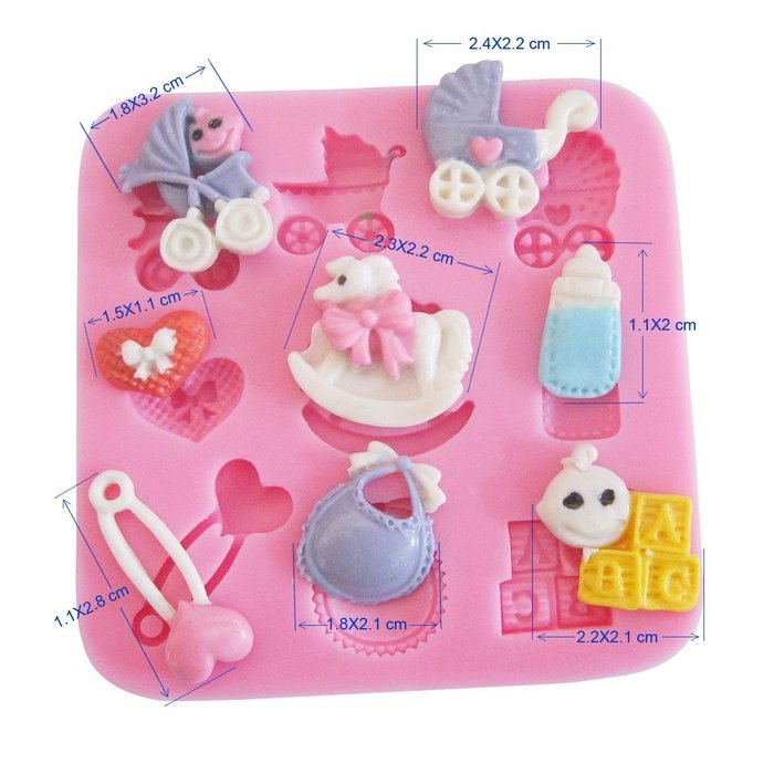 2x Silicone Mold Mould Fondant Cake Baking Decoration Baby Birthday