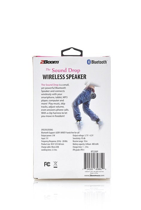2BOOM Mini Wireless Bluetooth Portable Speaker with Carabiner Shower Suction Cup Black N16