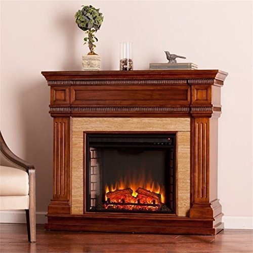 Pemberly Row Faux Stone Electric Fireplace In Oak Free Image Download   5098170 