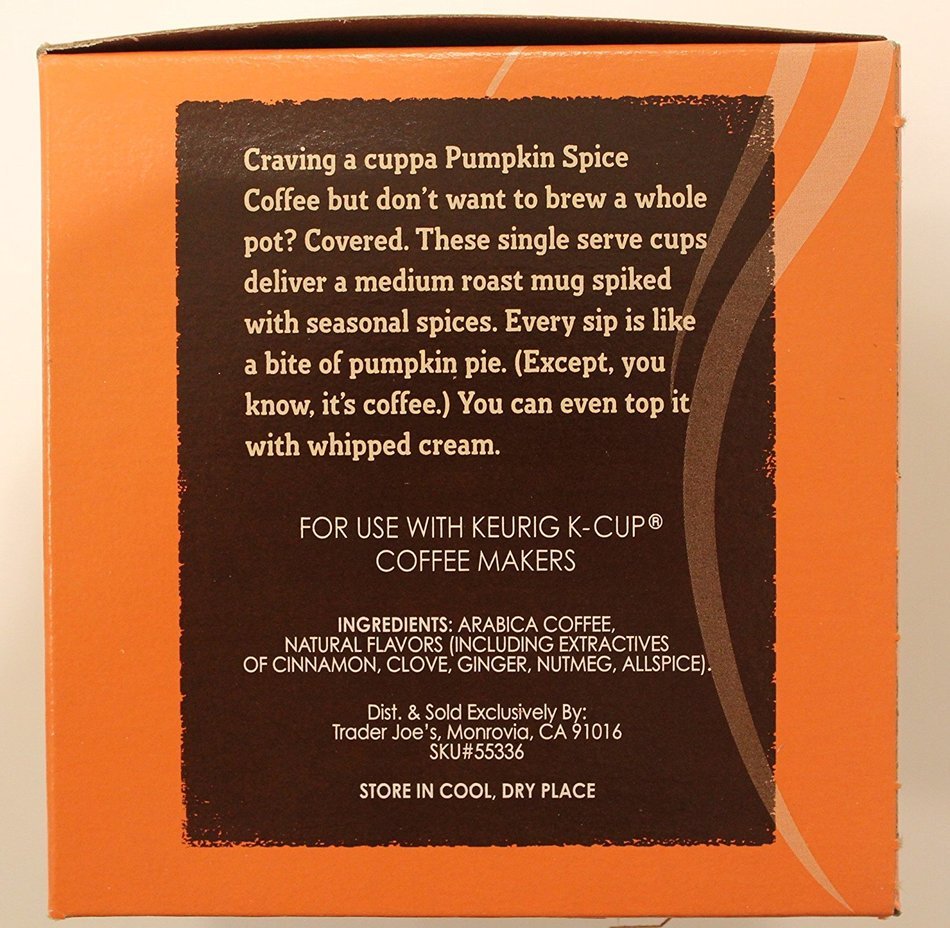 Trader Joes Pumpkin Spice Medium Roast Coffee, 12 Single Serve K-Cup Box (12 ... N3