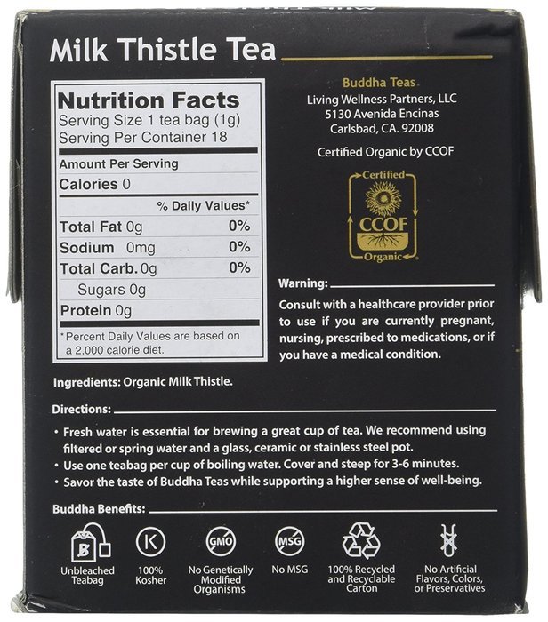 Milk Thistle Tea - Organic Herbs - 18 Bleach Free Tea Bags