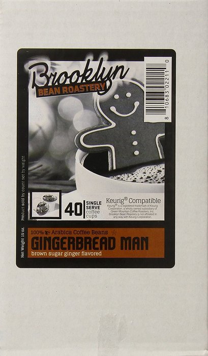 Brooklyn Bean Roastery Gingerbread Man Single Cup Coffee for Keurig K-Cup Brewers, 40 Count N4
