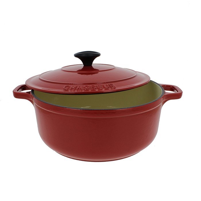 Chasseur 3.25-quart Red French Enameled Cast Iron Round Dutch Oven N2