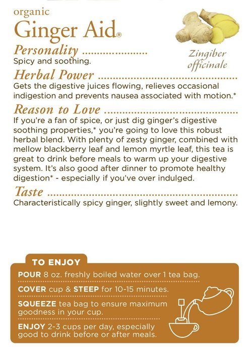 Traditional Medicinals Organic Ginger Aid Tea, 16 Tea Bags (Pack of 6)