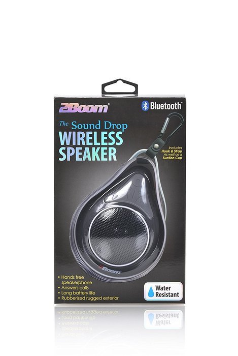 2BOOM Mini Wireless Bluetooth Portable Speaker with Carabiner Shower Suction Cup Black N19