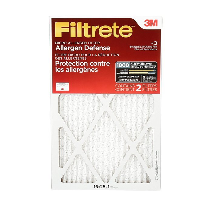 Filtrete Micro Allergen Defense Filter, MPR 1000, 16 x 25 x 1-Inches, 2 ...