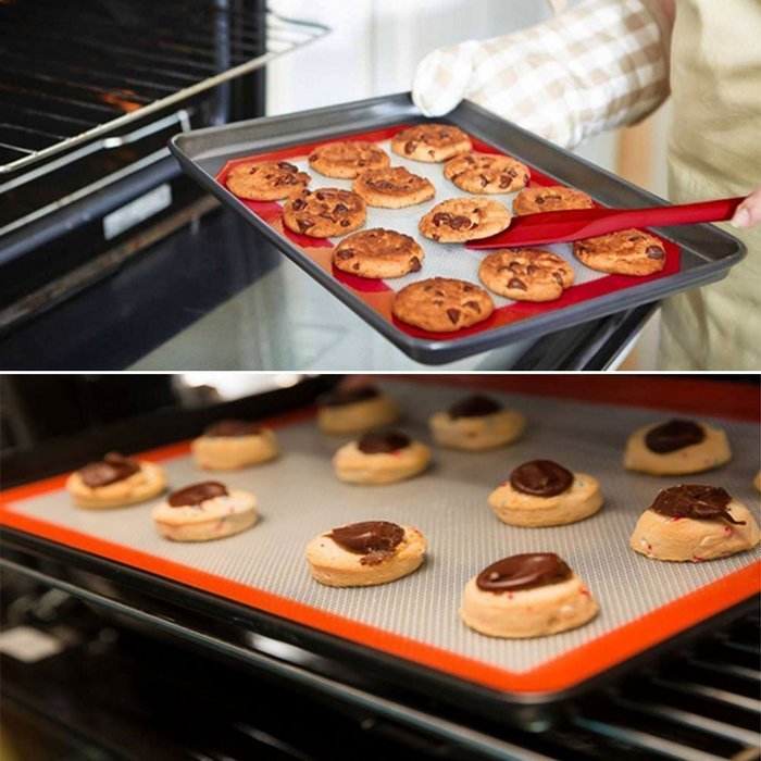 Nardo Visgo&reg; Non-Stick Silicone Cooking Baking Mat (Half Sheet Size,11-5/8" x 16-1/2") and Silicone Cooking Gloves... N4