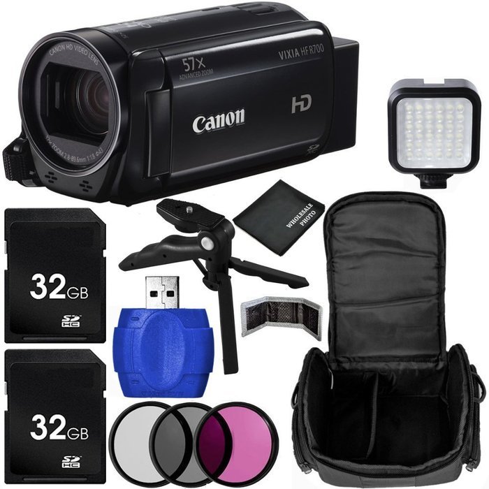 Canon VIXIA HF R700 Full HD Camcorder (Black) Bundle with Carrying Case and Accessory Kit (11 Items)