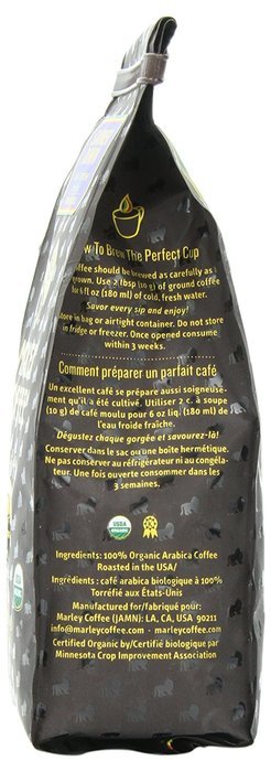 Marley Coffee, Organic One Love, Ethiopian YirgaCheffe, Ground Coffee, 8 Ounce N37