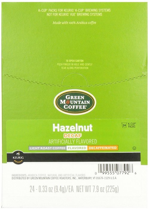 Green Mountain Coffee Hazelnut Decaf, Light Roasted, K-Cup Portion Pack for Keurig K-Cup Brewers, 24-Count N11