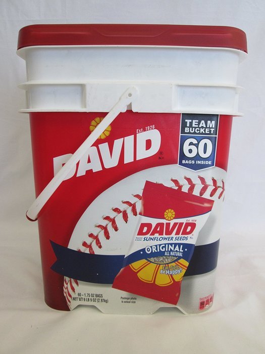 David Sunflower Seeds Roasted & Salted Original ALL Natural, Team Bucket 60 Pack of 1.75 Oz Bags N2