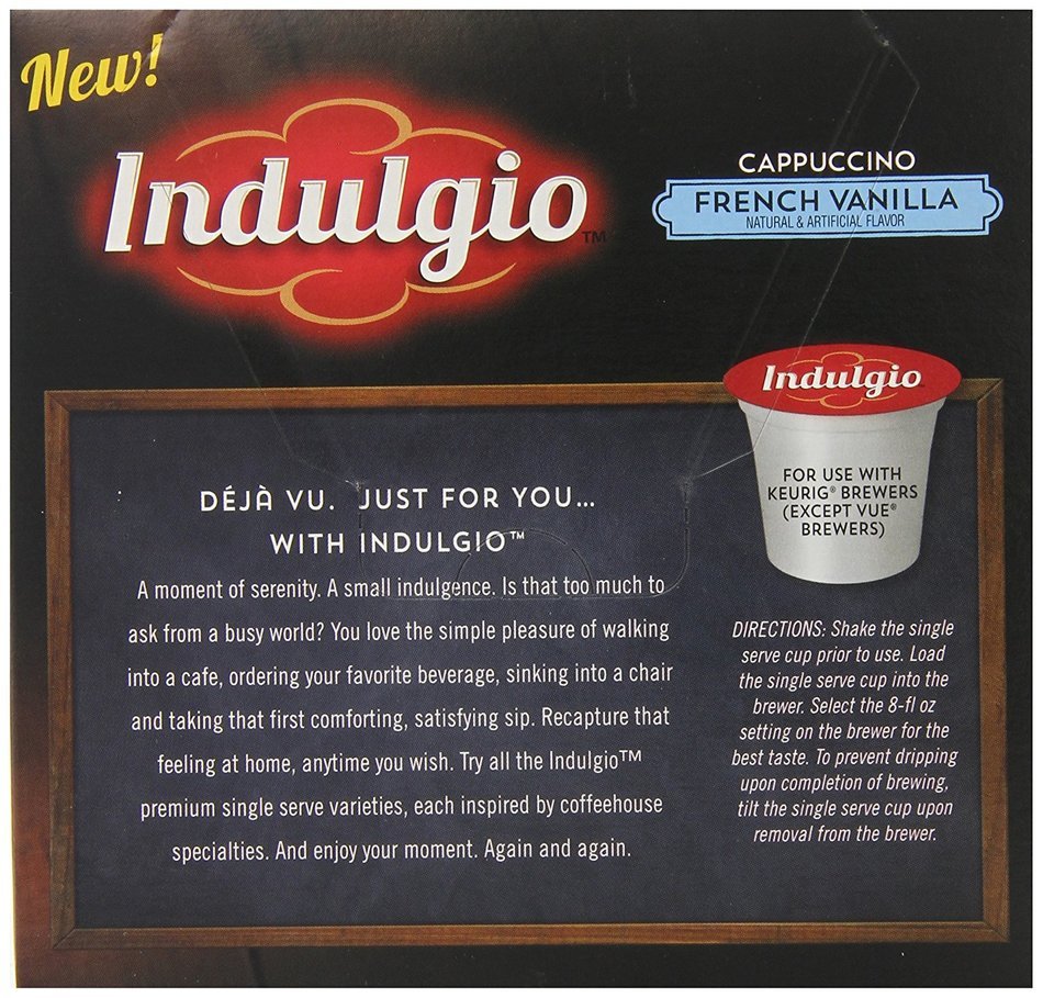 Indulgio French Vanilla Cappuccino Single Serve K-cup, 42 Count (Compatible with 2.0 Keurig Brewers) N7