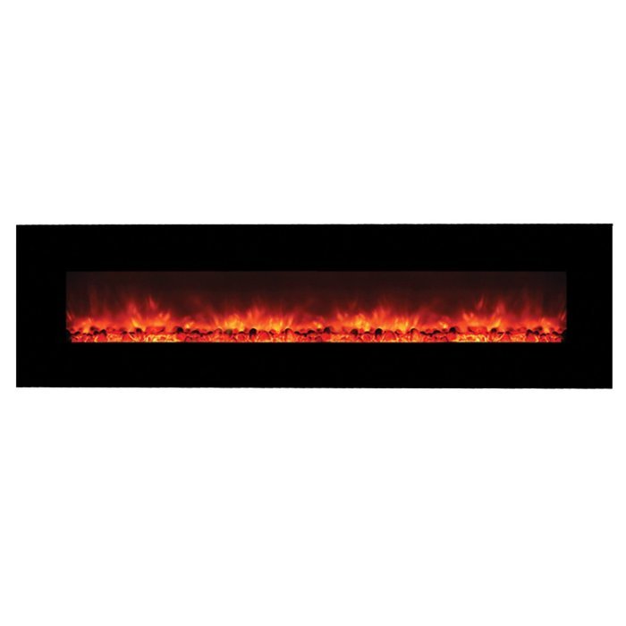 Y Decor FP1313 Contemporary Wide Glass Electric Fireplace Nearly 8' Long, Black