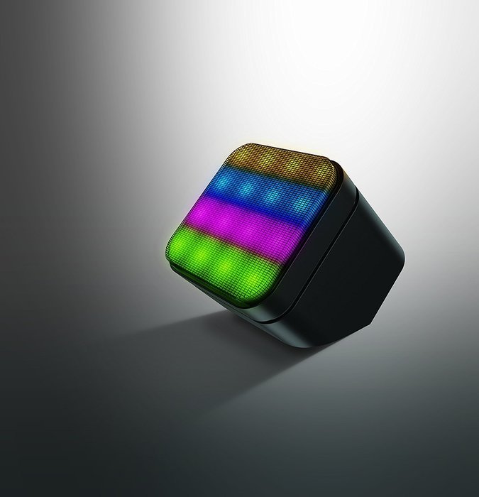 Sharper Image SBT5003BK Sound-Responsive Mini Wireless Bluetooth Speaker with LED Lights, Black N2