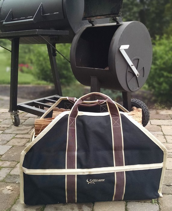 Grillinator Ultimate Firewood Log Carrier: Back Saving Design with Ultra Premium Canvas (Black) N15