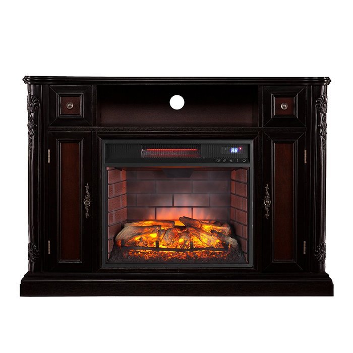Wildon Home Remote Control Infrared Electric Fireplace Media Console For TV's Up To 46" With A Ebony And Dark... N5