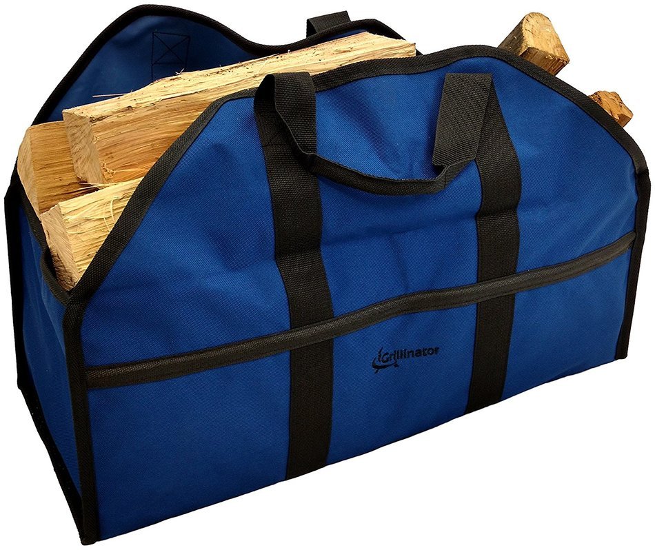 Grillinator Ultimate Firewood Log Carrier: Back Saving Design with Ultra Premium Canvas (Black) N17