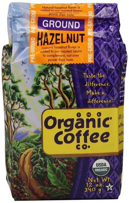The Organic Coffee Co. Ground, Hazelnut, 12 Ounce (Pack of 3) N2