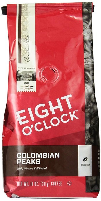 Eight O'Clock Colombian Peaks Whole Bean Coffee, 11-Ounce Bags (Pack of 6) N3