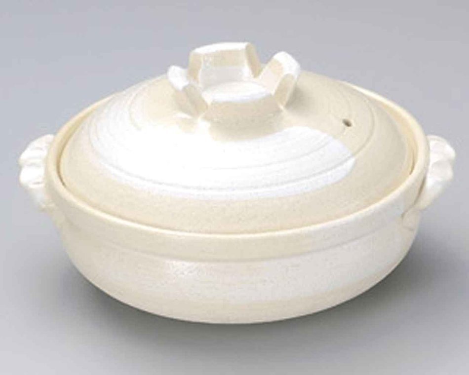 White Brush for 5-6 persons 13inch Donabe Japanese Hot pot White Ceramic Made in Japan