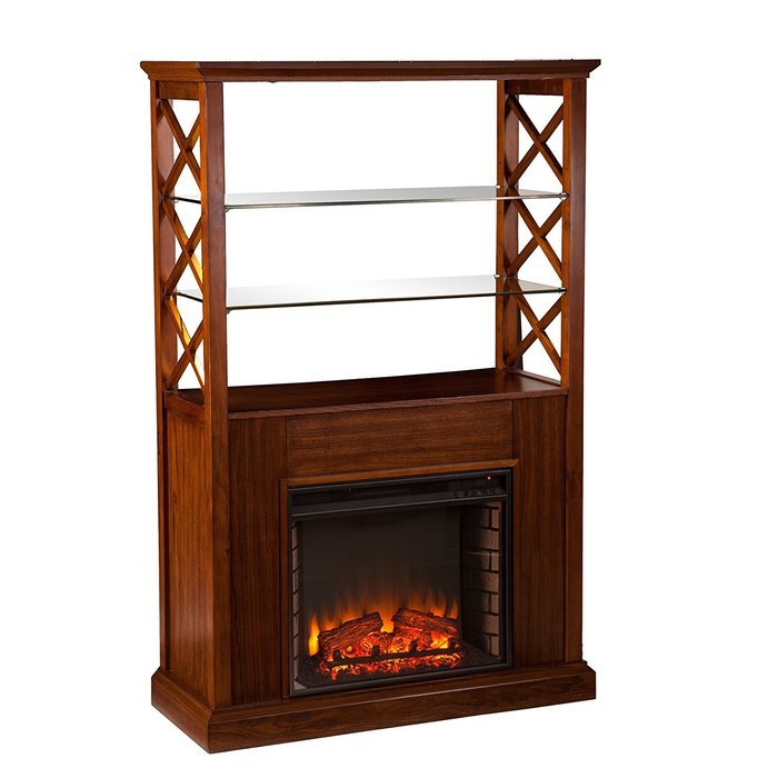 Gentry Electric Fireplace Curio Tower - Oak Saddle N2
