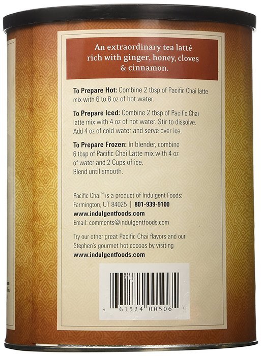 Pacific Chai Vanilla Instant Powdered Chai mix, 48oz canister N7