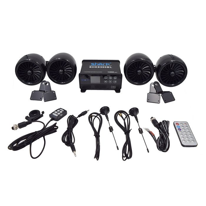 Shkc8300-Bl 1400 W all waterproof motorcycle atv marine audio system lcd display Black N5