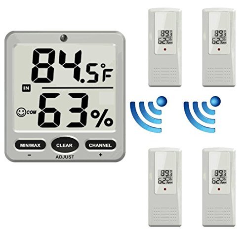 Ambient Weather WS-07 Big Digit 8-Channel Wireless Thermo-Hygrometer N3