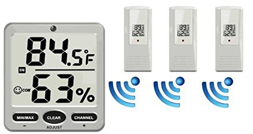 Ambient Weather WS-07 Big Digit 8-Channel Wireless Thermo-Hygrometer N5