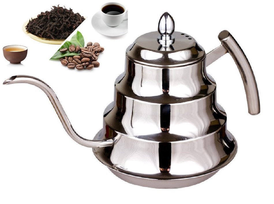 SPJ: Stylish Stainless Steel 1.2L Coffee Drip Kettle Tea Pot N7
