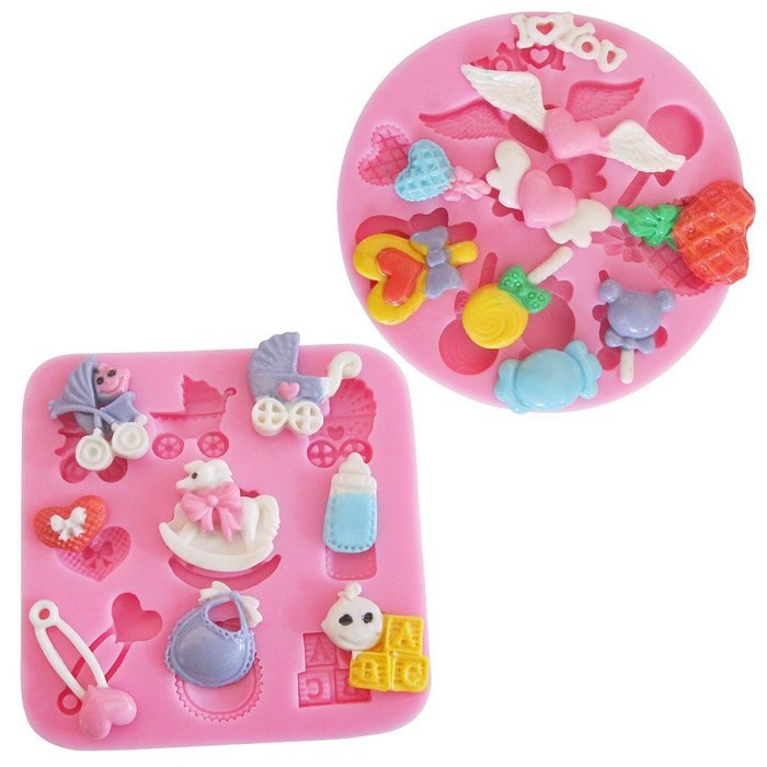 2x Silicone Mold Mould Fondant Cake Baking Decoration Baby Birthday N3