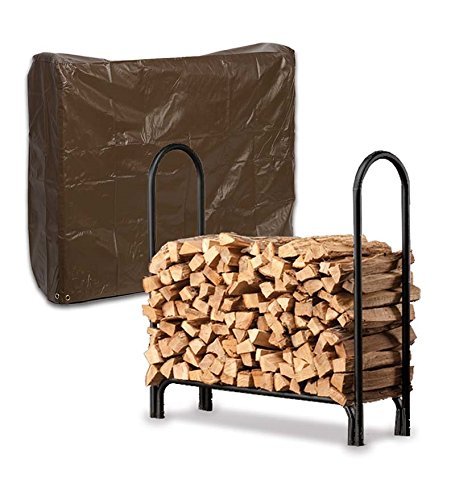 Medium USA-Made Steel Log Rack And Cover Set