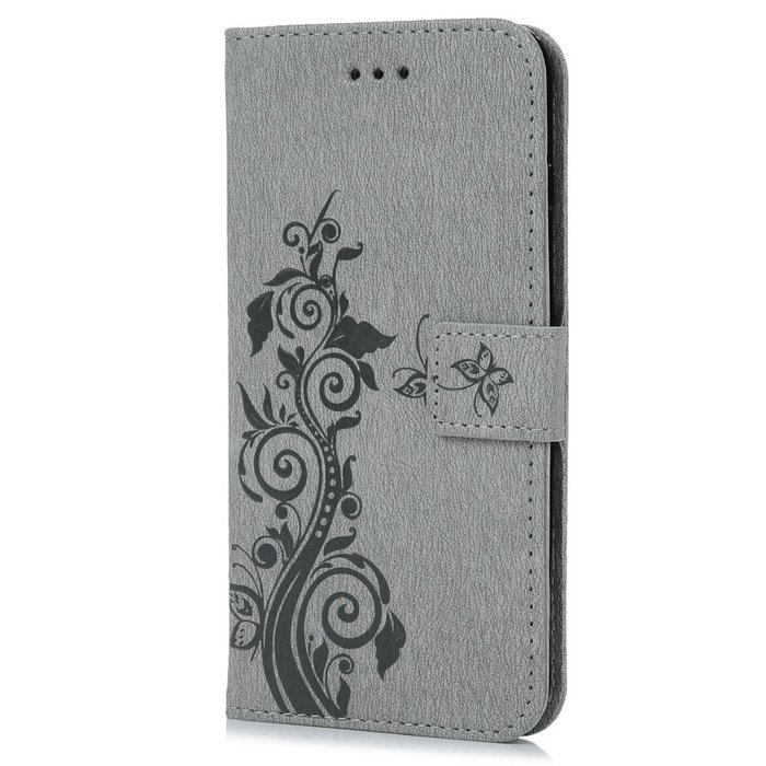 iPhone 7 Plus Case (5.5 inch) - Flip Folio Wallet Stand Case Embossed Cirrus PU Leather Case Shockproof Soft TPU... N44