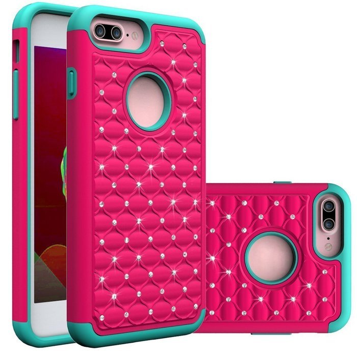 IPhone 7 Plus Case, A-store Premium Lightweight Slim Fit Cover with Rhinestone Hard Shell Silicone Protective...