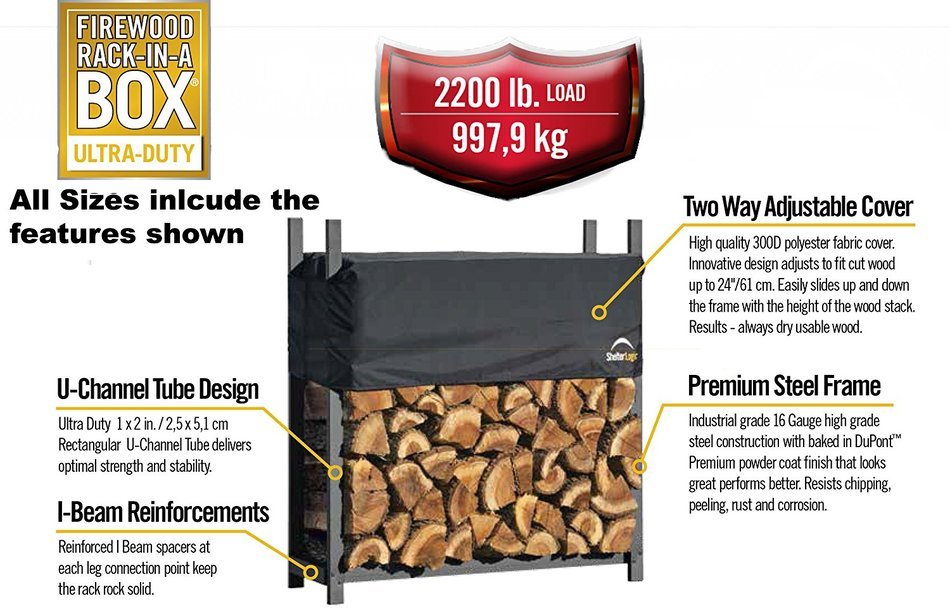 ShelterLogic Rectangle Firewood Rack with Cover