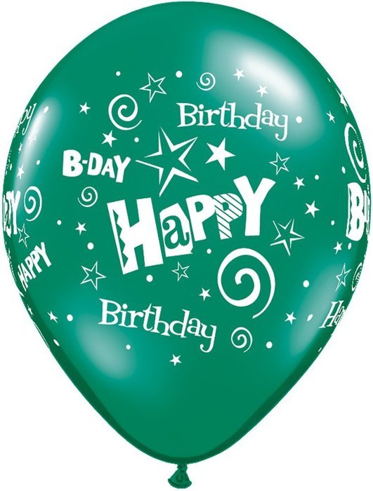 Pioneer Balloon Company 50 Count Birthday Stars & Swirls Latex Balloon, 11", Assorted N5