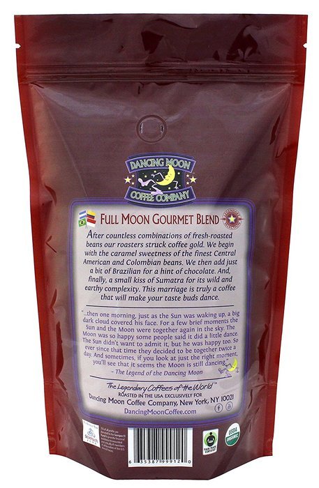 Dancing Moon Full Moon Gourmet Blend Freshly Ground Organic Fair Trade Coffee, 12 Ounces