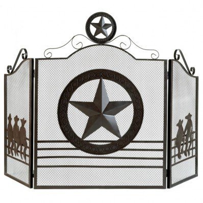 Fireplace LONE STAR FIRE PLACE SCREEN Texas Iron Rustic