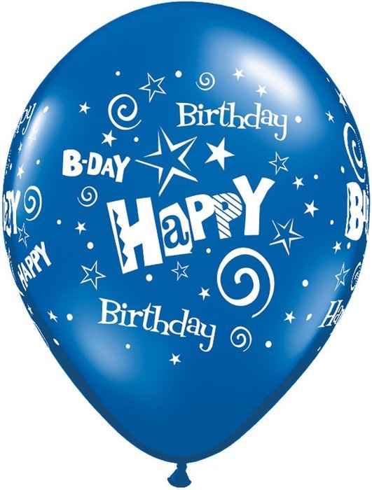 Pioneer Balloon Company 50 Count Birthday Stars & Swirls Latex Balloon, 11", Assorted N6