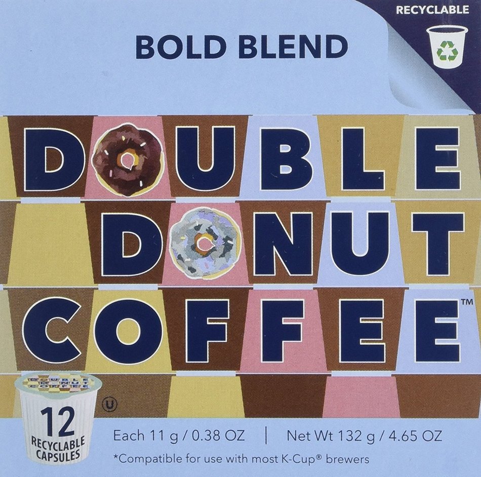 Double Donut Bold Blend Coffee, in Recyclable Single Serve Cups for Keurig K-Cup Brewers, 24 Count N3