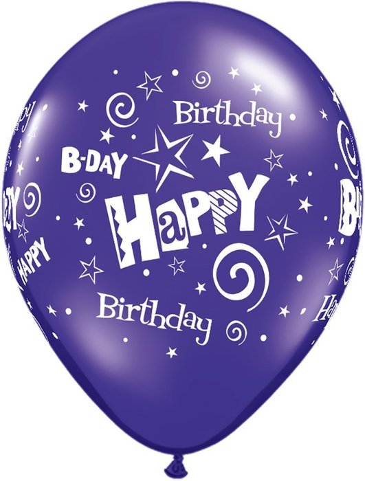 Pioneer Balloon Company 50 Count Birthday Stars & Swirls Latex Balloon, 11", Assorted N7