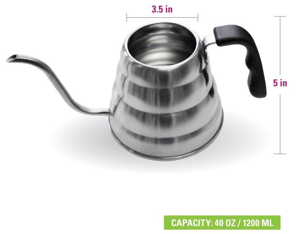 40 Oz Kettle For Coffee & Tea | Stainless Steel Electric Tea Kettle For Home - Pour Over Stove Top Teakettle |...