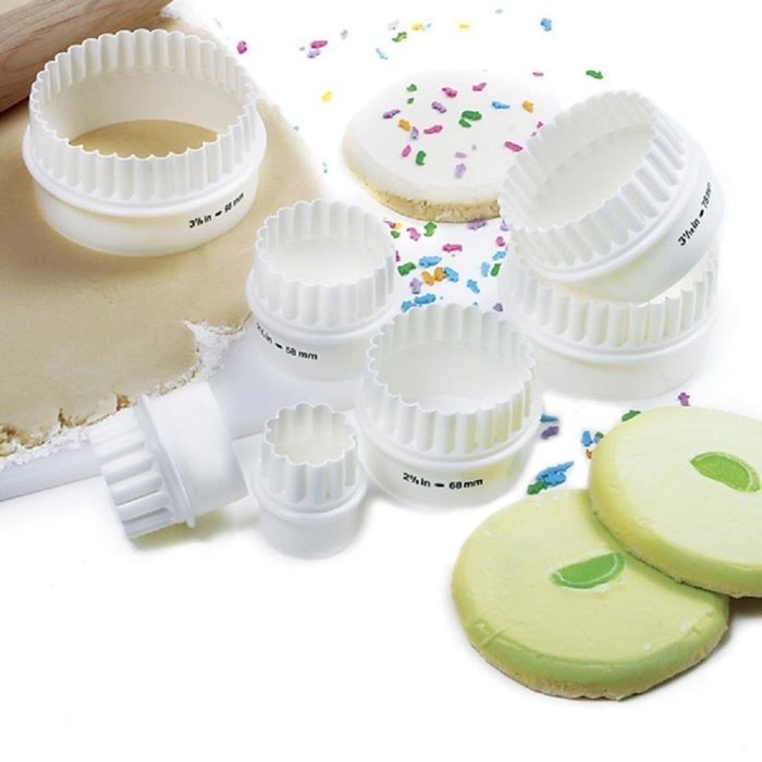 Kitchen, Dining & Bar Plain or Scallop Cookie Biscuit Tart Two Sided Cutters 7pc Set
