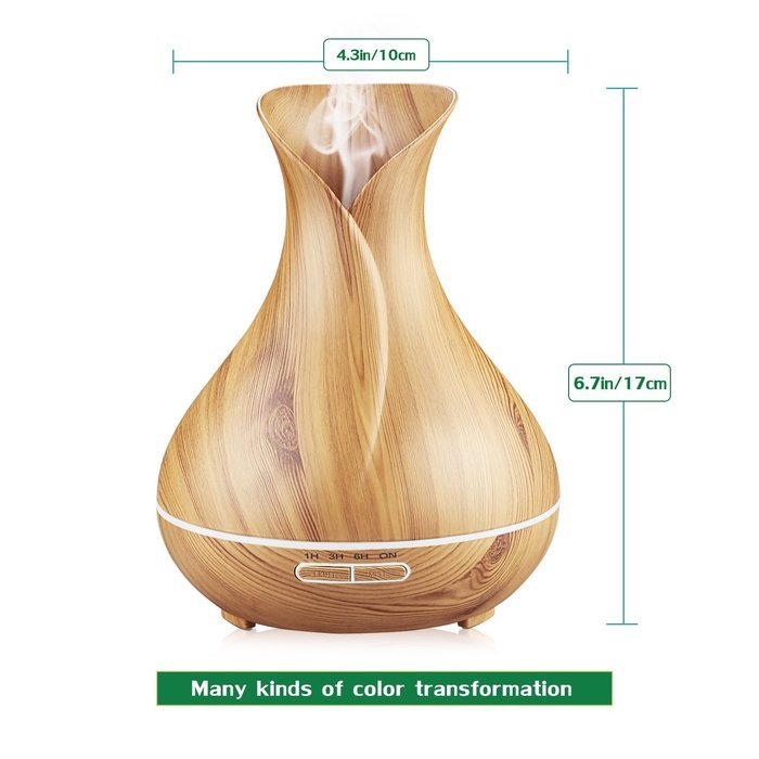 Aromatherapy Essential Oil Diffuser,400ml Ultrasonic Diffuser Humidifier Wood Grain N7