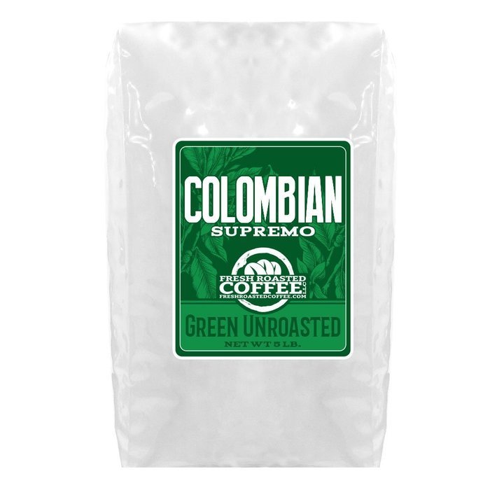 Green Unroasted Coffee, 5 Lb. Bag, Fresh Roasted Coffee LLC. (Colombian Supremo) N3