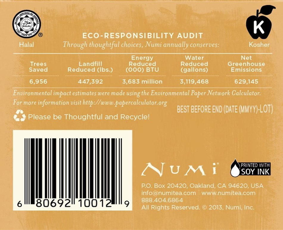 Numi Organic Tea Mini Sampler Variety Pack, Assorted Tea Bags of Traditional Organic Blends. Black Tea, Green... N4