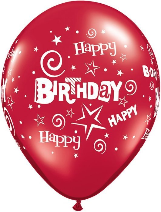 Pioneer Balloon Company 50 Count Birthday Stars & Swirls Latex Balloon, 11", Assorted N9