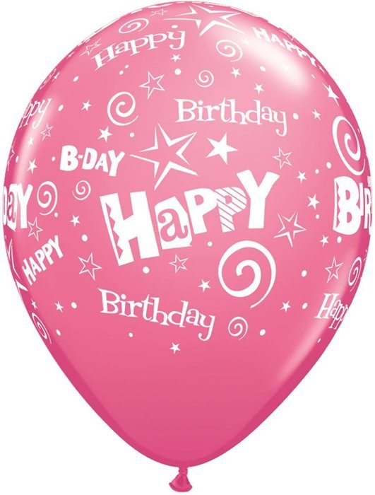 Pioneer Balloon Company 50 Count Birthday Stars & Swirls Latex Balloon, 11", Assorted N10